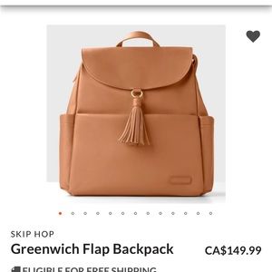 BRAND NEW without tags SKIP HOP Greenwich Flap Backpack / Diaper Bag in Toffee